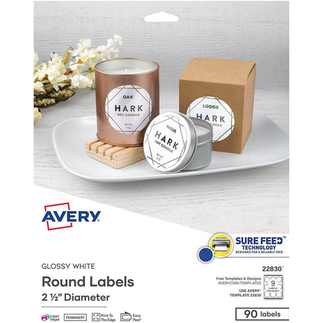 Etiqueta Avery Circular para impresoras Láser InkJet- Glossy White