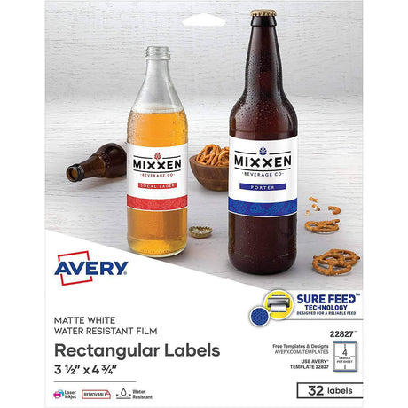 Etiqueta Avery Rectangular para impresoras Láser InkJet-Blanco Matte