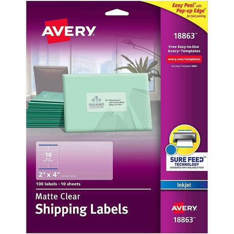 Etiquetas de Envío Avery para impresoras InkJet- Matte Clear - 18863