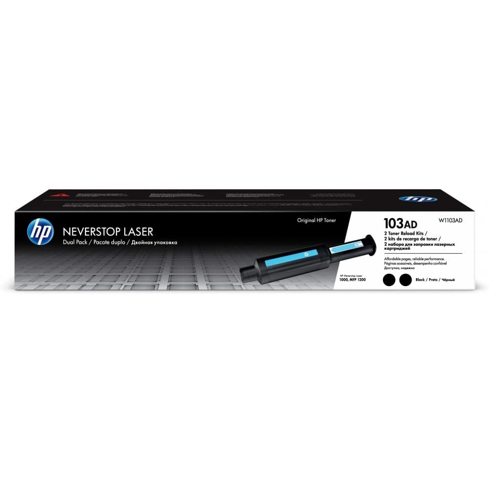Kit Doble de recarga de toner HP Laser 103AD negro (W1103AD) - Para Neverstop - 5,000 páginas