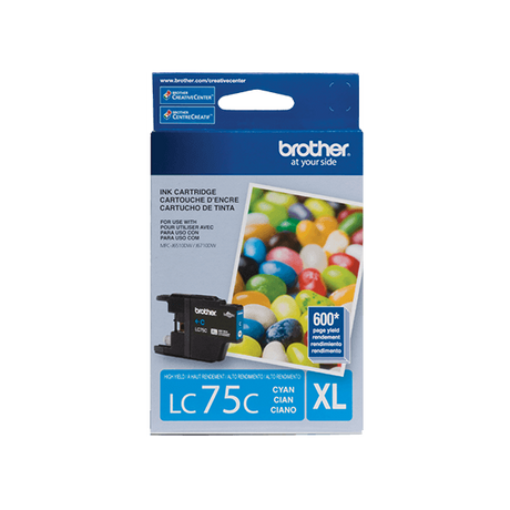 Tinta Brother LC 75 C- XL-Cyan | Para MFC-J425W / MFC-J430W / MFC-J625DW / MFC-J835DW