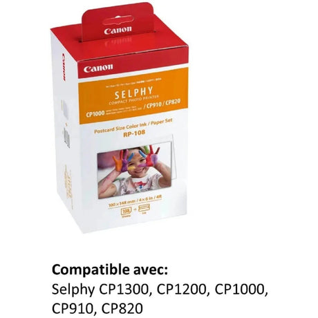 Canon RP-108: Kit de Tinta y Papel Foto de Alta Capacidad para SELPHY