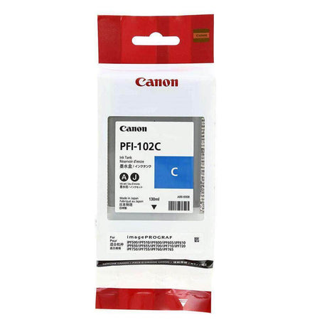 Tinta Canon PFI-102C-Cyan | Para imagePROGRAF IPF500 / IPF600 / IPF700 / IPF710 / IPF720 / IPF750 / IPF755 / IPF760 / IPF765