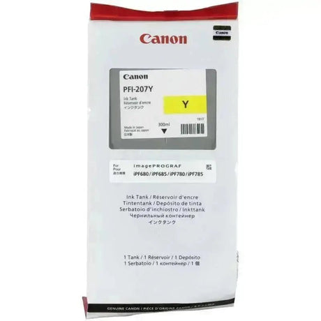 Tinta Canon Pfi-207Y-Amarillo | Para imagePROGRAF iPF680 / iPF685 / iPF785 / iPF670 / iPF770 / iPF780