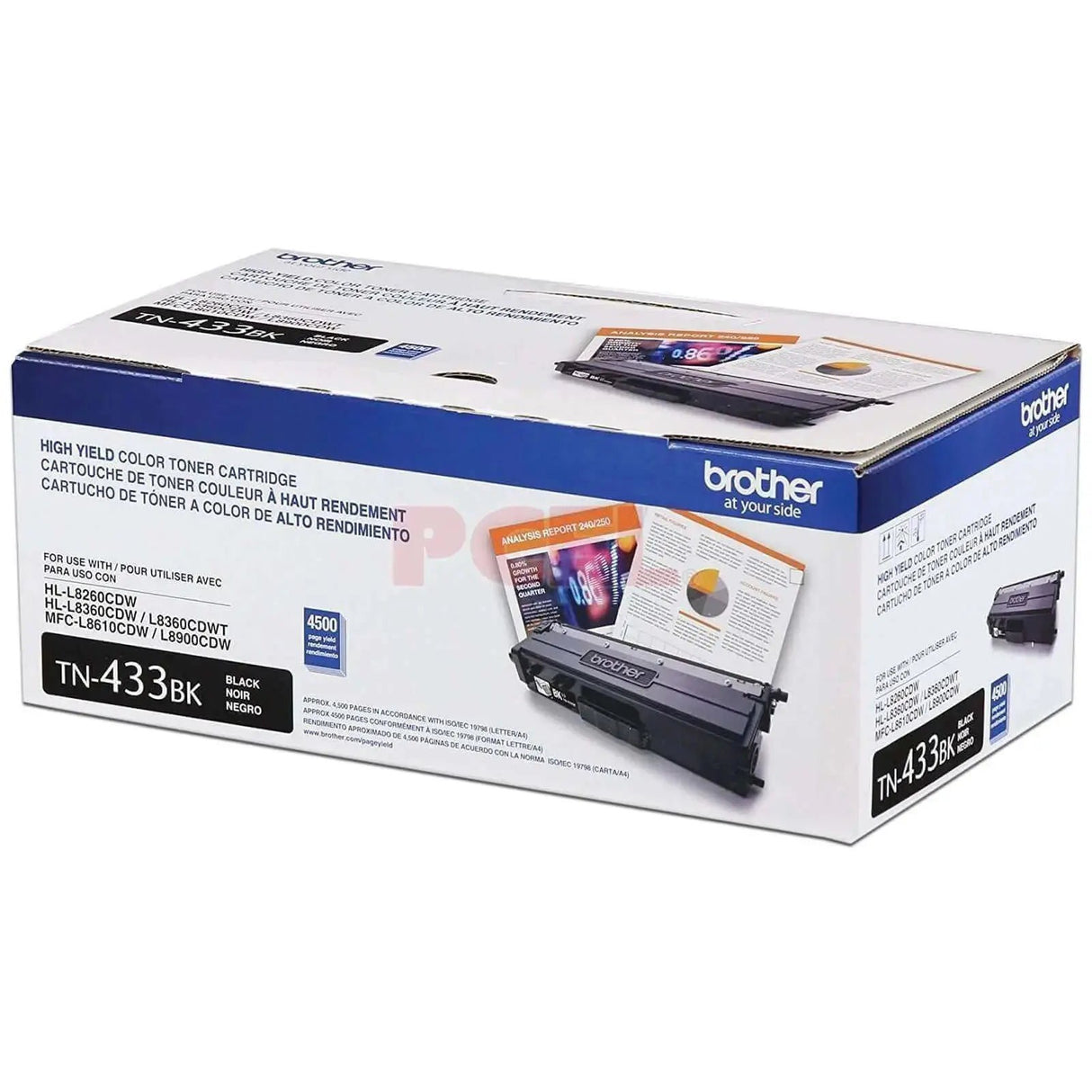 Toner Brother TN-433BK Negro | TN433BK | Para HL-L8260CDW / HL-L8360CDW / HL-L8360CDWT / MFC-L8610CDW / MFC-L8900CDW