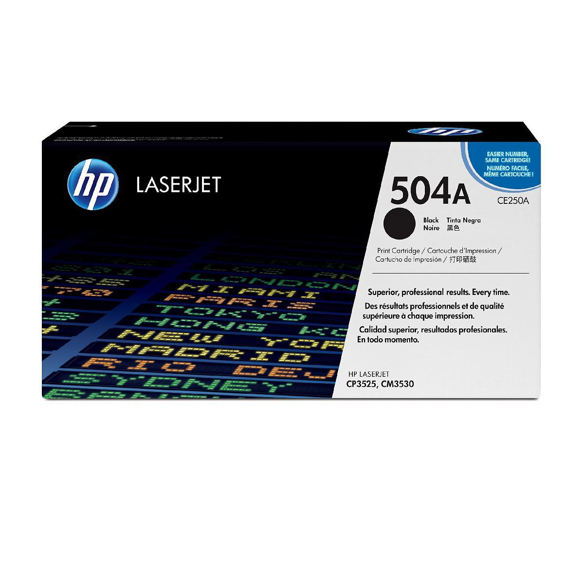 Toner Hp Ce250A - 504A Negro | Para LaserJet CM3530 / CP3525