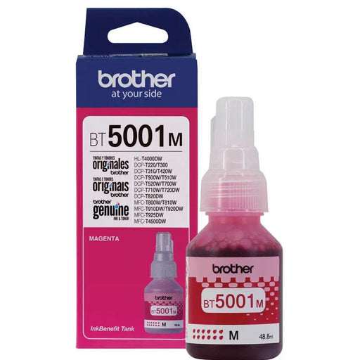 Botella de Tinta Brother BT5001M - Magenta | Para DCP-T500W / DCP-T510W / DCP-T700W / DCP-T710W / DCP-T720DW / MFC-T910W / MFC-T800W / MFC-T920DW / MFC-T4500DW | 5,000 paginas, modelo , Tintas Brother
