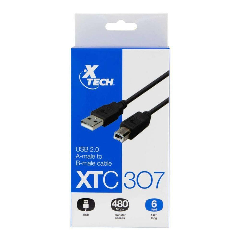 Cable USB 2.0 Macho A-Macho B XTECH 6 pies XTC-307 | XTECH XTC-307, modelo , Cable
