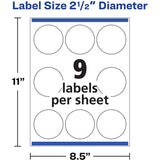 Etiqueta Avery Circular para impresoras Láser InkJet- Glossy White, modelo , Etiquetas