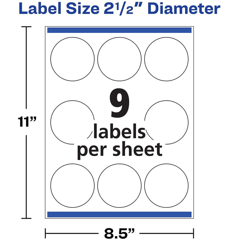 Etiqueta Avery Circular para impresoras Láser InkJet- Glossy White, modelo , Etiquetas