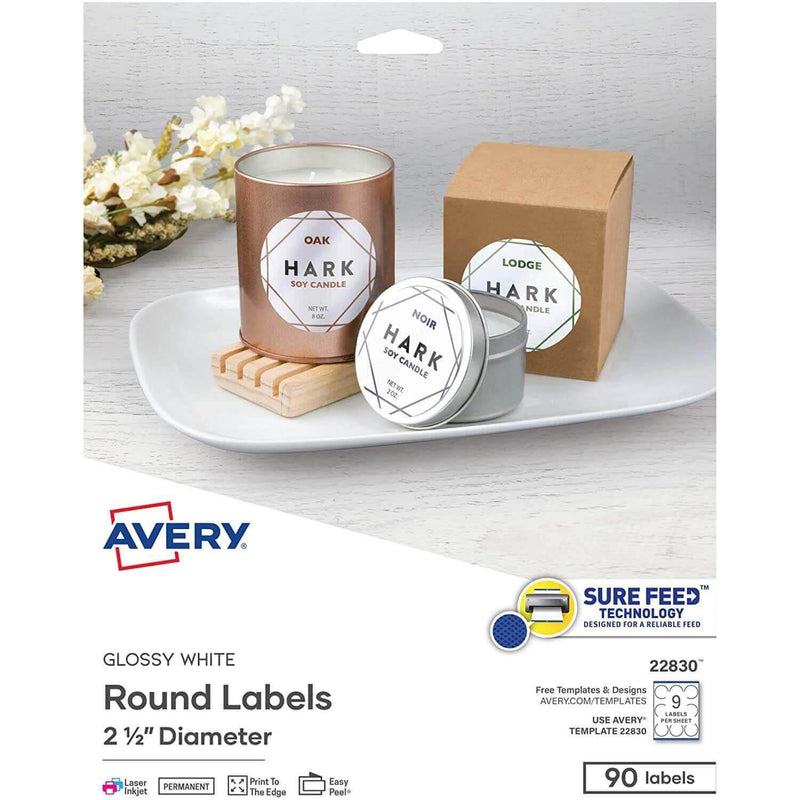 Etiqueta Avery Circular para impresoras Láser InkJet- Glossy White, modelo , Etiquetas