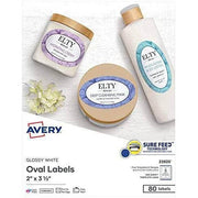 Etiqueta Avery Ovaladas para impresoras Láser InkJet- Glossy White, modelo , Etiquetas