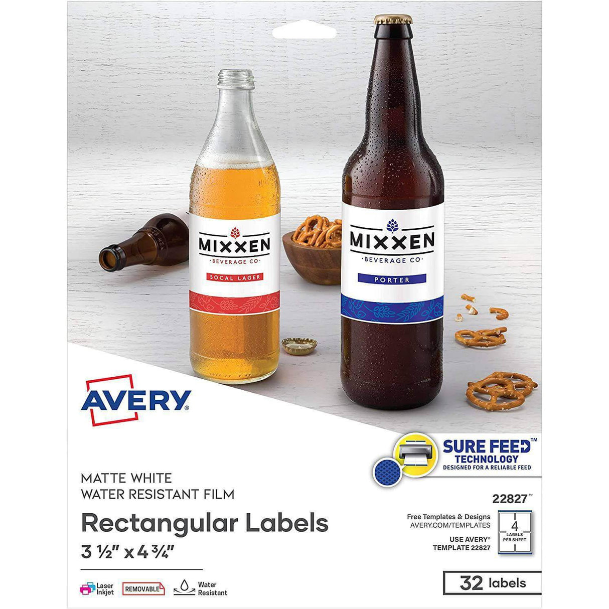 Etiqueta Avery Rectangular para impresoras Láser InkJet-Blanco Matte, modelo , Etiquetas