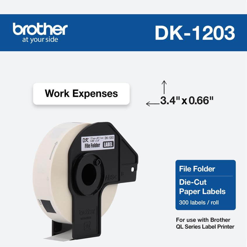 Etiqueta Brother DK1203 - 0.66 in x 3.4 pulgadas - 300 etiquetas, modelo , Etiquetas