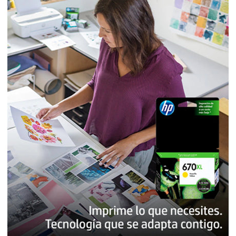 Tinta HP 670 XL-AMARILLO-Alto Rendimiento | DeskJet Ink Advantage 3525 | 4615 | 4625 |5525