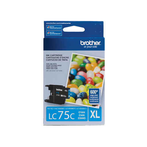 Tinta Brother LC 75 C- XL-Cyan | Para MFC-J425W / MFC-J430W / MFC-J625DW / MFC-J835DW, modelo , Tintas Brother