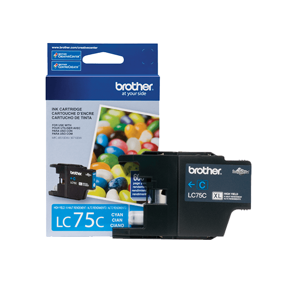 Tinta Brother LC 75 C- XL-Cyan | Para MFC-J425W / MFC-J430W / MFC-J625DW / MFC-J835DW, modelo , Tintas Brother