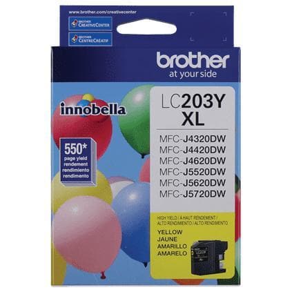 Tinta Brother LC203Y - Yellow | Para MFC-J480DW / MFC-J485DW / MFC-J5520DW / MFC-J5620DW / MFC-J5720DW / MFC-J880DW / MFC-J885DW | 550 páginas, modelo , Tintas Brother