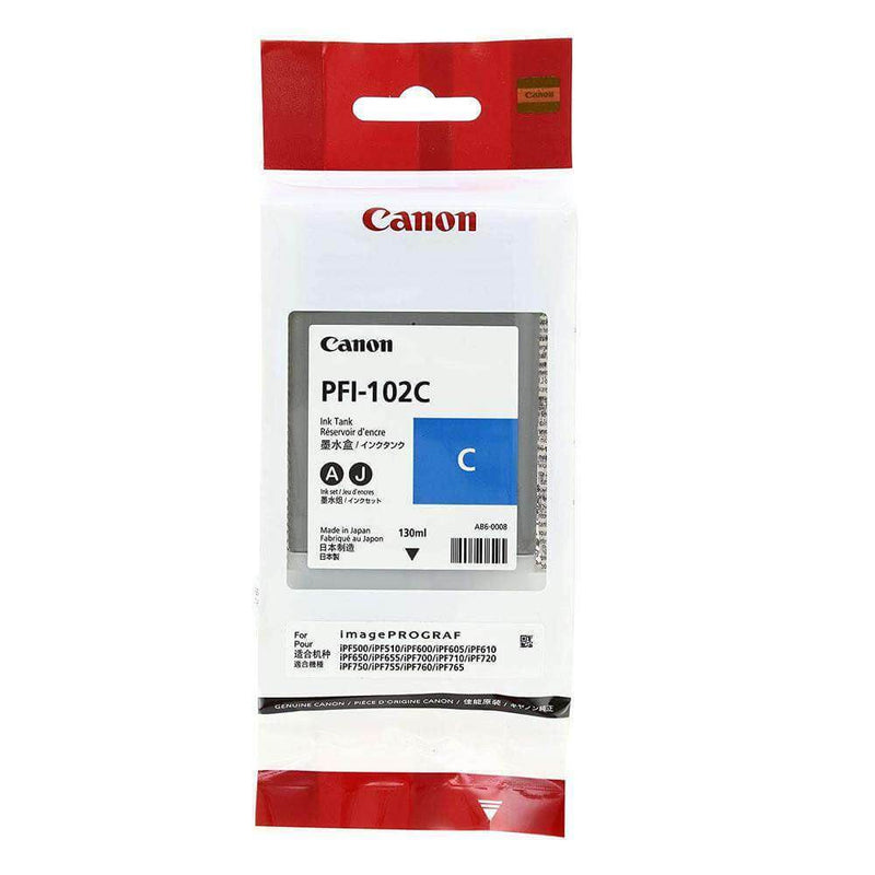 Tinta Canon PFI-102C-Cyan | Para imagePROGRAF IPF500 / IPF600 / IPF700 / IPF710 / IPF720 / IPF750 / IPF755 / IPF760 / IPF765, modelo , Tinta Canon Ploter