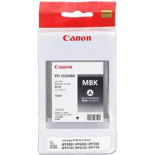 Tinta Canon PFI-102MBK | Negro Matte | Para imagePROGRAF IPF500 / IPF600 / IPF700 / IPF710 / IPF720 / IPF750 / IPF755 / IPF760 / IPF765 (LIquidación), modelo , Tinta Canon Ploter