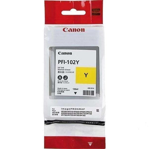 Tinta Canon PFI-102Y-Amarillo | Para imagePROGRAF IPF500 / IPF600 / IPF700 / IPF710 / IPF720 / IPF750 / IPF755 / IPF760 / IPF765, modelo , Tinta Canon Ploter