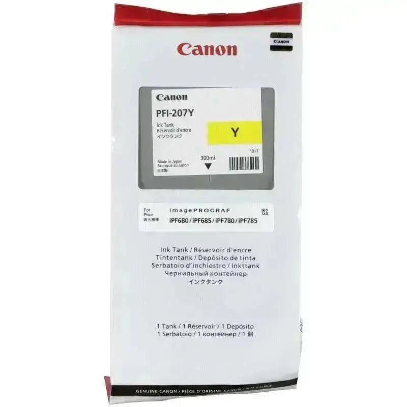 Tinta Canon Pfi-207Y-Amarillo | Para imagePROGRAF iPF680 / iPF685 / iPF785 / iPF670 / iPF770 / iPF780, modelo , Tinta Canon Ploter