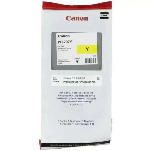 Tinta Canon Pfi-207Y-Amarillo | Para imagePROGRAF iPF680 / iPF685 / iPF785 / iPF670 / iPF770 / iPF780, modelo , Tinta Canon Ploter