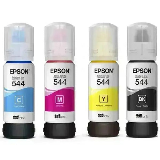 Tinta Epson 544 Original – Combo x 4 Colores (Negro, Cian, Magenta, Amarillo) para Ecotank L1210, L3110, L3250 y más, modelo , Tintas Epson
