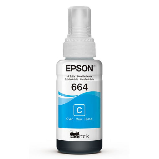 Tinta Epson T664220-AL - Cyan (664) | Ecotank L350/L355//L365/L375/L395/L475/L575/L555, modelo , Tintas Epson