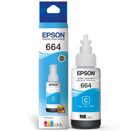 Tinta Epson T664220-AL - Cyan (664) | Ecotank L350/L355//L365/L375/L395/L475/L575/L555, modelo , Tintas Epson