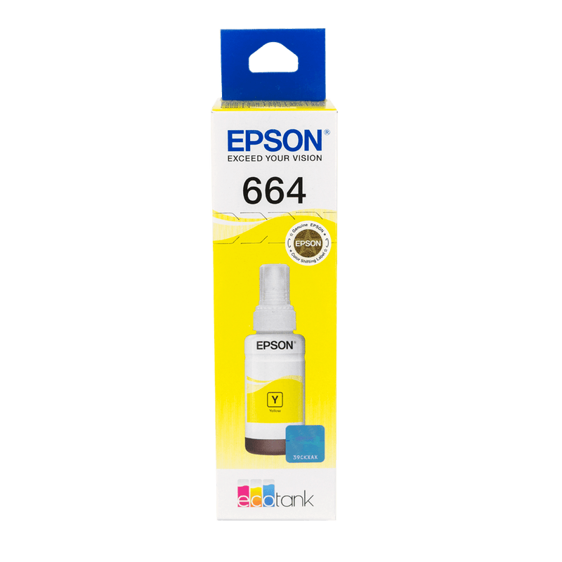 Tinta Epson T664420-AL - Yellow (664) | Ecotank L350/L355//L365/L375/L395/L475/L575/L555, modelo , Tintas Epson