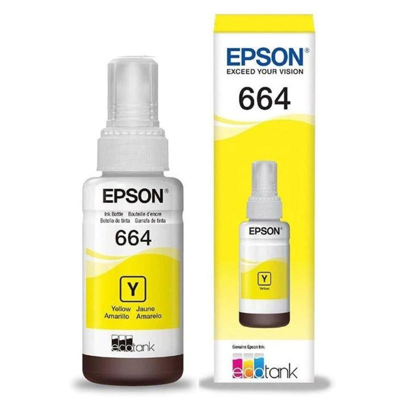 Tinta Epson T664420-AL - Yellow (664) | Ecotank L350/L355//L365/L375/L395/L475/L575/L555, modelo , Tintas Epson