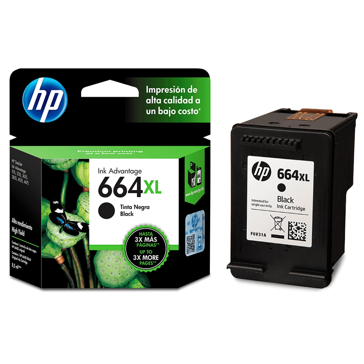 Tinta HP 664XL / 664 XL Negra - F6V31AL