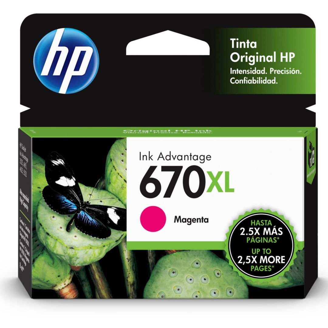 Tinta HP 670 XL-MAGENTA-Alto Rendimiento | DeskJet Ink Advantage 3525 | 4615 | 4625 |5525, modelo , Tintas Hp