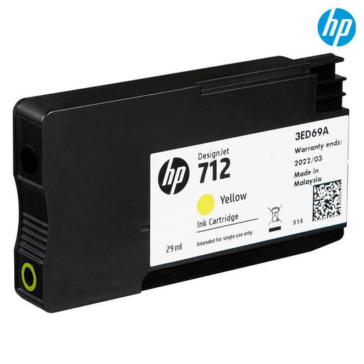 Tinta HP 712 Amarillo-3ED69A para ploter | DesignJet T210 / T230 / T250 / T630 / T650 | 29 ml, modelo , Tintas Hp