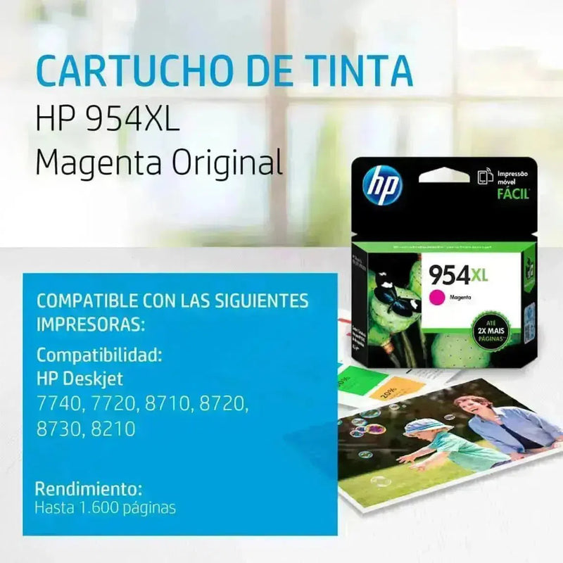 Tinta HP 954XL Magenta - L0S65AL | OfficeJet Pro 7740/8210/8710/8720/8740 | 1,600 páginas, modelo , Tintas Hp