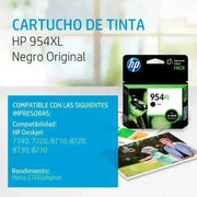 Tinta HP 954XL Negra L0S71AL | OfficeJet Pro 7740/8210/8710/8720/8740 | 2,000 páginas, modelo , Tintas Hp