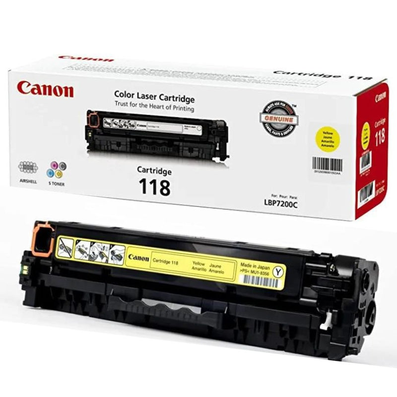 Toner Canon 118 Yellow | Para imageCLASS LBP7200cdn | LBP7660cdn | MF8350Cdn | MF8380Cdw | 2,900 páginas, modelo , Toners